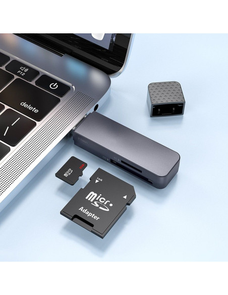 HOCO lecteur de cartes mémoire 2en1 USB A 2.0 HB45 gris