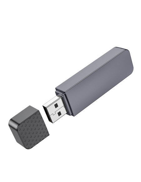 HOCO lecteur de cartes mémoire 2en1 USB A 3.0 HB45 gris