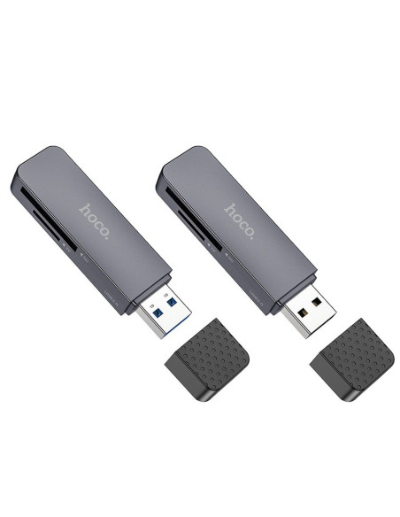 HOCO lecteur de cartes mémoire 2en1 USB A 3.0 HB45 gris
