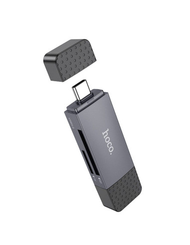 HOCO lecteur de cartes mémoire 2en1 USB A + Type C 2.0 HB45 gris