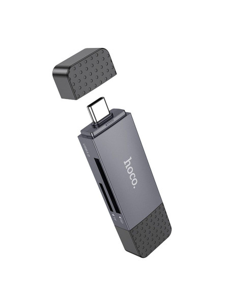 HOCO lecteur de cartes mémoire 2en1 USB A + Type C 2.0 HB45 gris