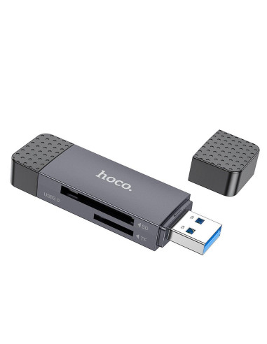 HOCO card reader 2in1 USB A + Type C 3.0 metal gray