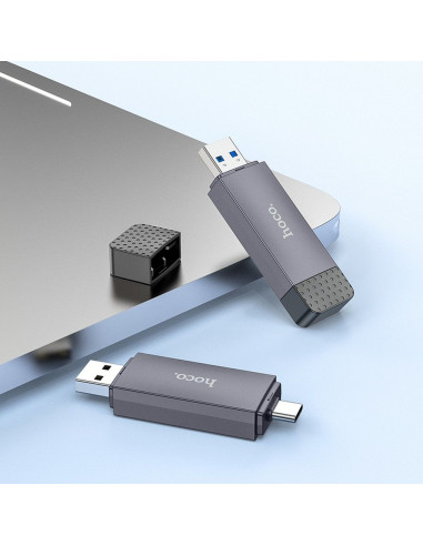 HOCO card reader 2in1 USB A + Type C 3.0 metal gray