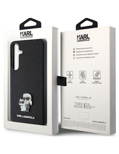 Véritable KARL LAGERFELD Case KLHCS24MPSAKCMPK pour SAMSUNG S24 Plus (SAFFIANO KC PIN) noir