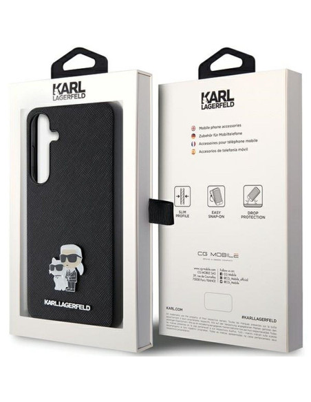 Véritable KARL LAGERFELD Case KLHCS24MPSAKCMPK pour SAMSUNG S24 Plus (SAFFIANO KC PIN) noir