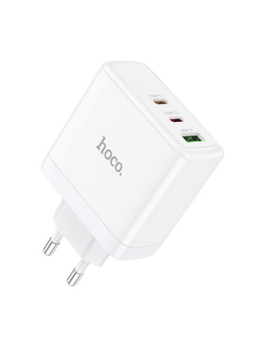 Chargeur secteur HOCO 2 x Type C + USB A QC PD 65W GaN N30 blanc