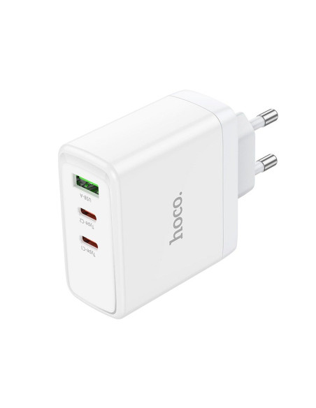 Chargeur secteur HOCO 2 x Type C + USB A QC PD 65W GaN N30 blanc