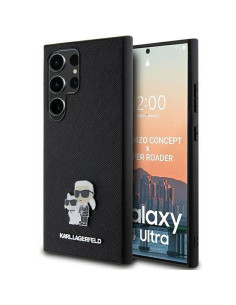 Véritable KARL LAGERFELD Case KLHCS24LPSAKCMPK pour SAMSUNG S24 Ultra (SAFFIANO KC PIN) noir