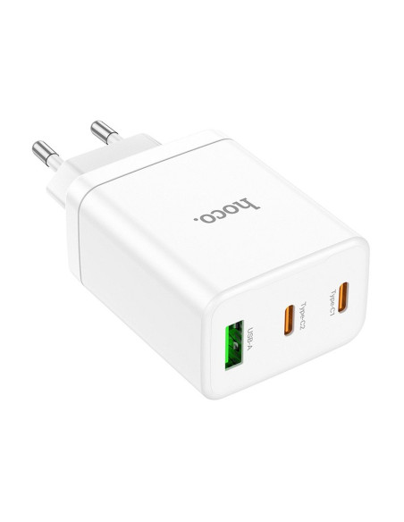 Chargeur secteur HOCO 2 x Type C + USB A PD QC3.0 3A 35W N33 blanc