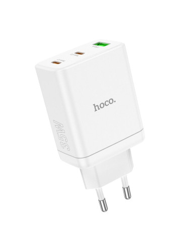 Chargeur secteur HOCO 2 x Type C + USB A PD QC3.0 3A 35W N33 blanc