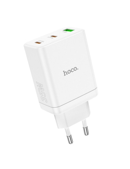 Chargeur secteur HOCO 2 x Type C + USB A PD QC3.0 3A 35W N33 blanc