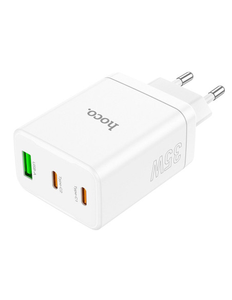 Chargeur secteur HOCO 2 x Type C + USB A PD QC3.0 3A 35W N33 blanc