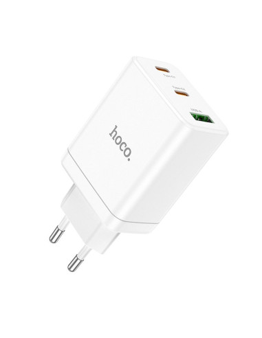 Chargeur secteur HOCO 2 x Type C + USB A PD QC3.0 3A 35W N33 blanc