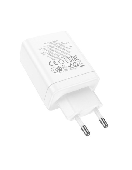 Chargeur secteur HOCO 2 x Type C + USB A PD QC3.0 3A 35W N33 blanc