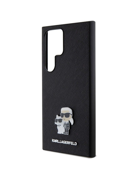 Véritable KARL LAGERFELD Case KLHCS24LPSAKCMPK pour SAMSUNG S24 Ultra (SAFFIANO KC PIN) noir