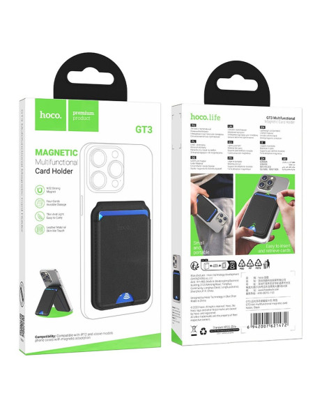 Portefeuille magnétique HOCO compatible avec MagSafe GT3 noir