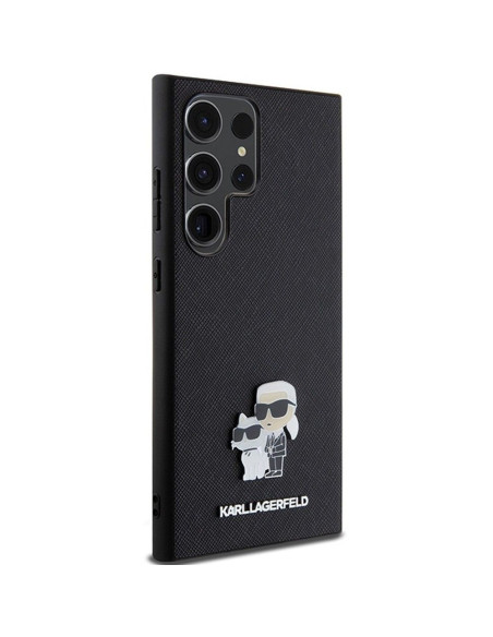 Véritable KARL LAGERFELD Case KLHCS24LPSAKCMPK pour SAMSUNG S24 Ultra (SAFFIANO KC PIN) noir