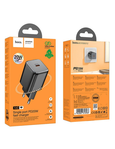 Chargeur HOCO Type C QC PD 20W N40 noir