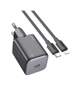 Chargeur secteur HOCO Type C + câble Type C vers Lightning QC PD 20W N40 noir