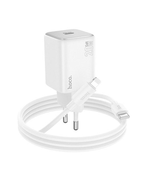 Chargeur secteur HOCO Type C + câble Type C vers Lightning QC PD 20W N40 blanc