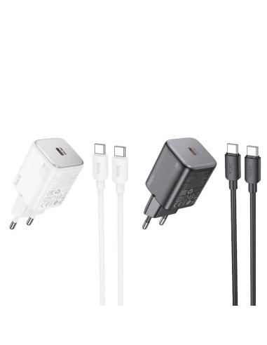 Chargeur HOCO Type C + câble Type C vers Type C QC PD 20W N40 noir