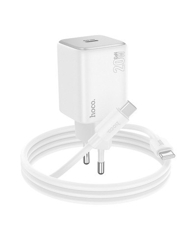Chargeur HOCO Type C + câble Type C vers Type C QC PD 20W N40 blanc