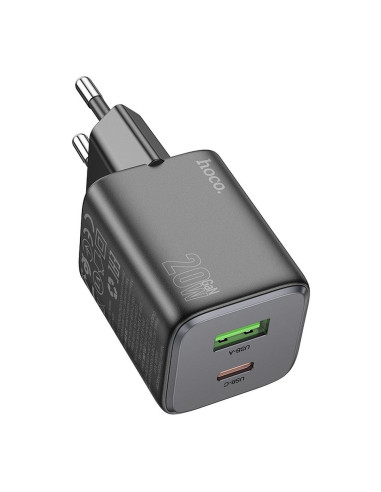 HOCO USB A + Type C PD QC 3A 20W Chargeur secteur N41 noir