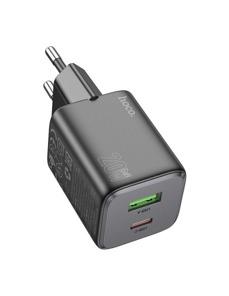 HOCO USB A + Type C PD QC 3A 20W Chargeur secteur N41 noir