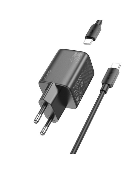 Chargeur secteur HOCO USB A + Type C + câble Type C vers Type C PD QC 3A 20W N41 noir