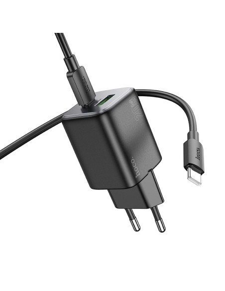 Chargeur secteur HOCO USB A + Type C + câble Type C vers Type C PD QC 3A 20W N41 noir