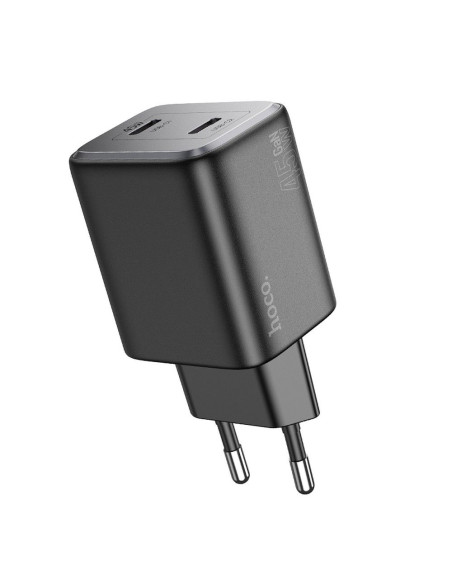 Chargeur HOCO 2 x Type C PD QC 45W GaN N42 noir