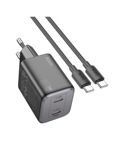 Chargeur HOCO 2 x Type C + Type C vers Type C PD QC cable 45W GaN N42 noir