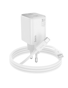 Chargeur HOCO 2 x Type C + Type C vers Type C PD QC cable 45W GaN N42 blanc 2