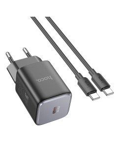 Chargeur HOCO Type C + câble Type C vers Type C PD QC 30W GaN N43 noir