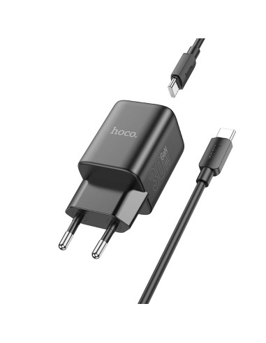 Chargeur HOCO Type C + câble Type C vers Type C PD QC 30W GaN N43 noir