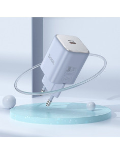 Chargeur HOCO Type C + câble Type C vers Type C PD QC 30W GaN N43 bleu 2