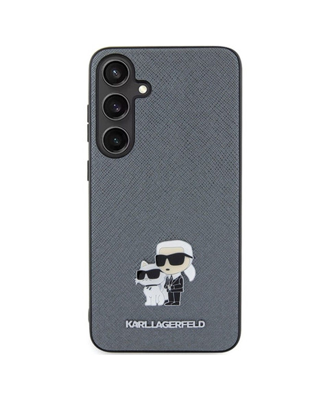 Véritable KARL LAGERFELD Case KLHCS24MPSAKCMPG pour SAMSUNG S24 Plus (SAFFIANO KC PIN) gris
