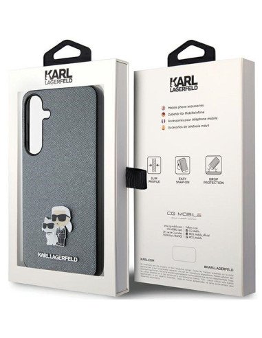 Véritable KARL LAGERFELD Case KLHCS24MPSAKCMPG pour SAMSUNG S24 Plus (SAFFIANO KC PIN) gris