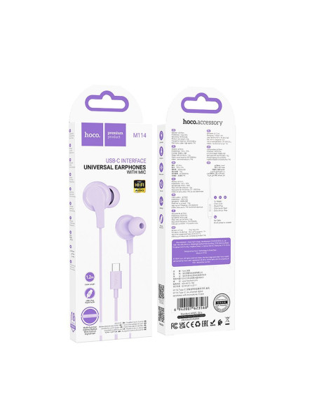 Écouteurs HOCO de type C avec microphone M114 violet