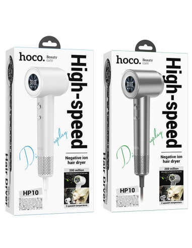 Sèche-cheveux HOCO à ionisation avec affichage digital HP10 blanc