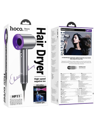 Sèche-cheveux HOCO avec ionisation HP11 purple EOL (C)