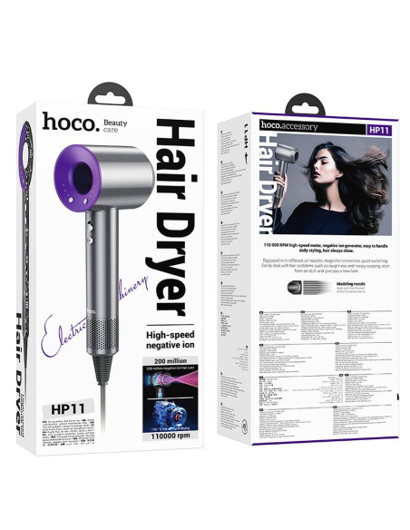 Sèche-cheveux HOCO avec ionisation HP11 purple EOL (C)
