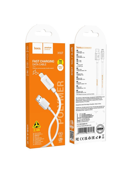 HOCO cable USB A to Lightning 2,4A X107 1 m white