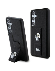 Véritable KARL LAGERFELD Case KLHCS24MGSAKCPK pour SAMSUNG S24 Plus (GRIPSTAND SAFFIANO KC PINS) noir