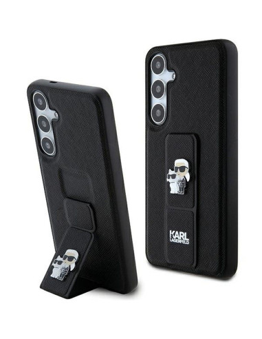 Véritable KARL LAGERFELD Case KLHCS24MGSAKCPK pour SAMSUNG S24 Plus (GRIPSTAND SAFFIANO KC PINS) noir