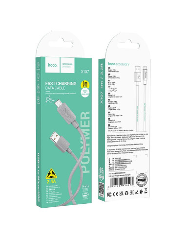 HOCO cable USB A to Micro USB 2,4A X107 1 m gray