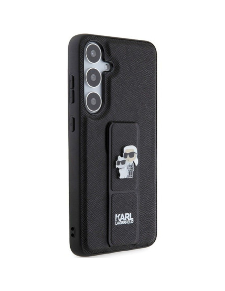Véritable KARL LAGERFELD Case KLHCS24MGSAKCPK pour SAMSUNG S24 Plus (GRIPSTAND SAFFIANO KC PINS) noir