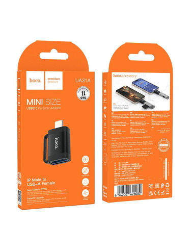 HOCO OTG Adaptateur Lightning (mâle) vers USB A (femelle) UA31A noir