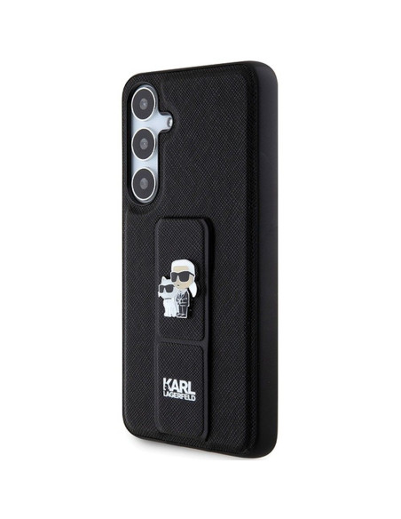 Véritable KARL LAGERFELD Case KLHCS24MGSAKCPK pour SAMSUNG S24 Plus (GRIPSTAND SAFFIANO KC PINS) noir