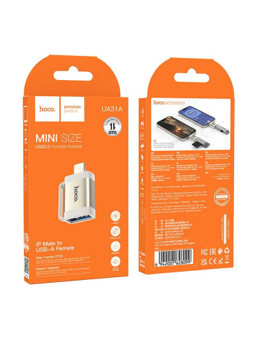 HOCO adapter OTG Lightning (male) to USB A (female) UA31A gray